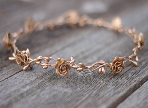 Rose Gold Flower Crown Womens Pure Gold Floral Crown Halo 